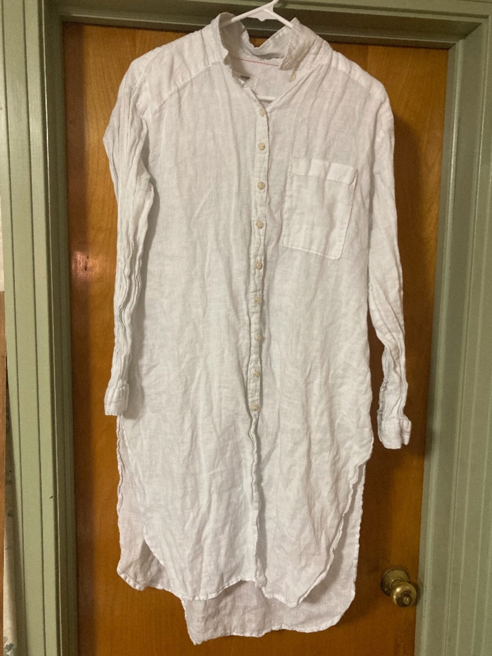 By Anthropologie White Button Down Shirt Dress Size Small